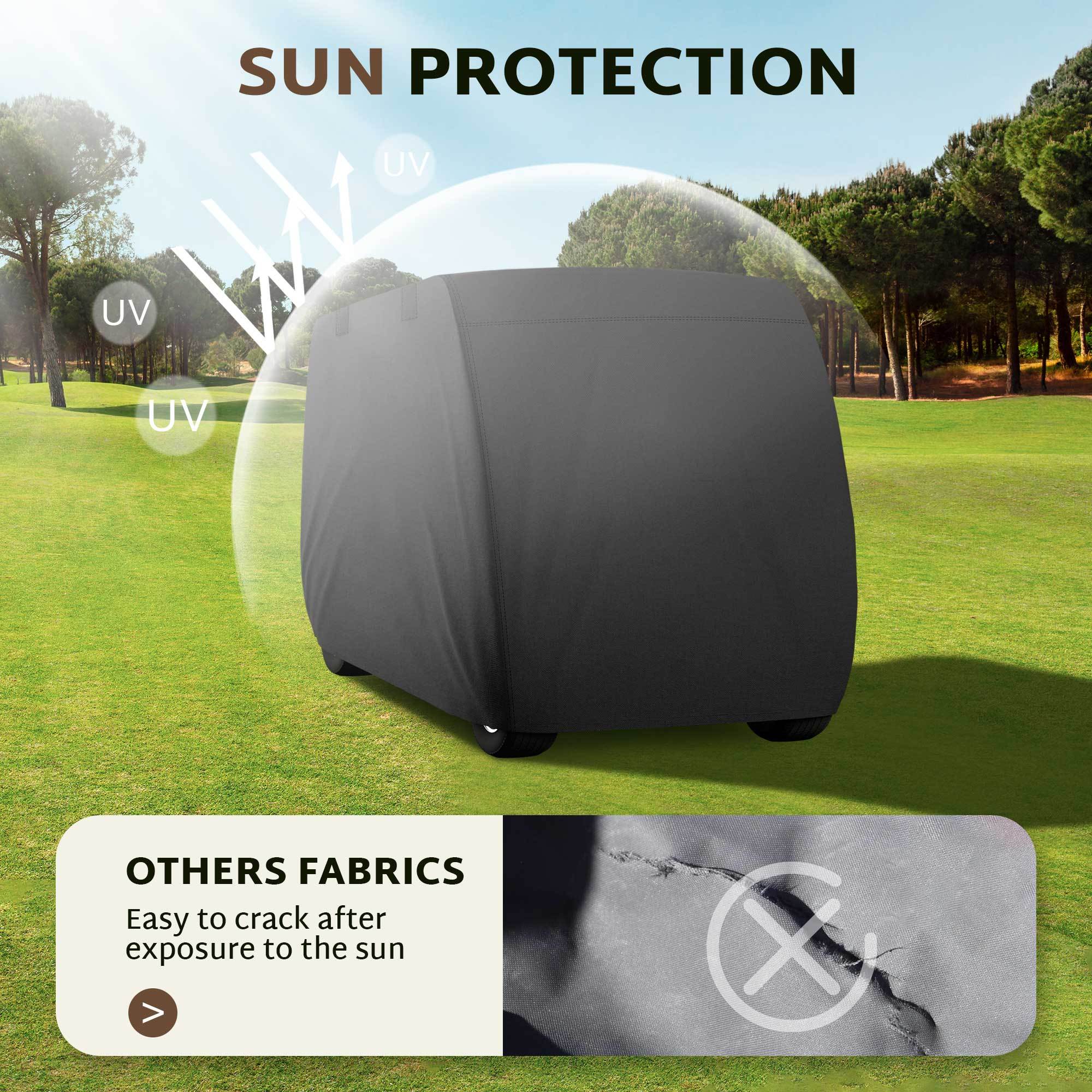 iBirdie 2 Passenger Golf Cart Cover for Club Car EZGO Yamaha Outdoor Golfcart Waterproof and Weatherproof Heavy Duty 600D Covers