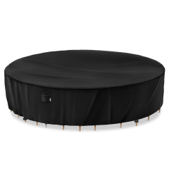 iBirdie Round Patio Furniture Cover , Outdoor Waterproof and Weatherproof for Garden Table and Chairs, Heavy Duty 600D,