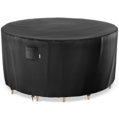 iBirdie Round Patio Furniture Cover, Outdoor Waterproof and Weatherproof for Garden Table and Chairs, Heavy Duty 600D