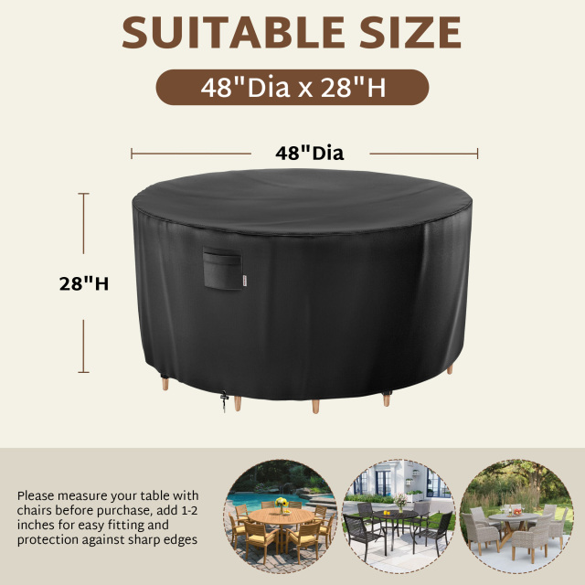 iBirdie Round Patio Furniture Cover, Outdoor Waterproof and Weatherproof for Garden Table and Chairs, Heavy Duty 600D