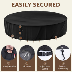 iBirdie Round Patio Furniture Cover , Outdoor Waterproof and Weatherproof for Garden Table and Chairs, Heavy Duty 600D,