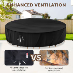 iBirdie Round Patio Furniture Cover , Outdoor Waterproof and Weatherproof for Garden Table and Chairs, Heavy Duty 600D,