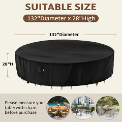 iBirdie Round Patio Furniture Cover , Outdoor Waterproof and Weatherproof for Garden Table and Chairs, Heavy Duty 600D,