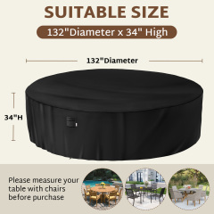 iBirdie Round Patio Furniture Cover , Outdoor Waterproof and Weatherproof for Garden Table and Chairs, Heavy Duty 600D,