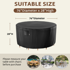 iBirdie Round Patio Furniture Cover, Outdoor Waterproof and Weatherproof for Garden Table and Chairs, Heavy Duty 600D