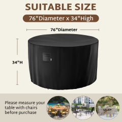iBirdie Round Patio Furniture Cover, Outdoor Waterproof and Weatherproof for Garden Table and Chairs, Heavy Duty 600D