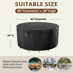 iBirdie Round Patio Furniture Cover, Outdoor Waterproof and Weatherproof for Garden Table and Chairs, Heavy Duty 600D