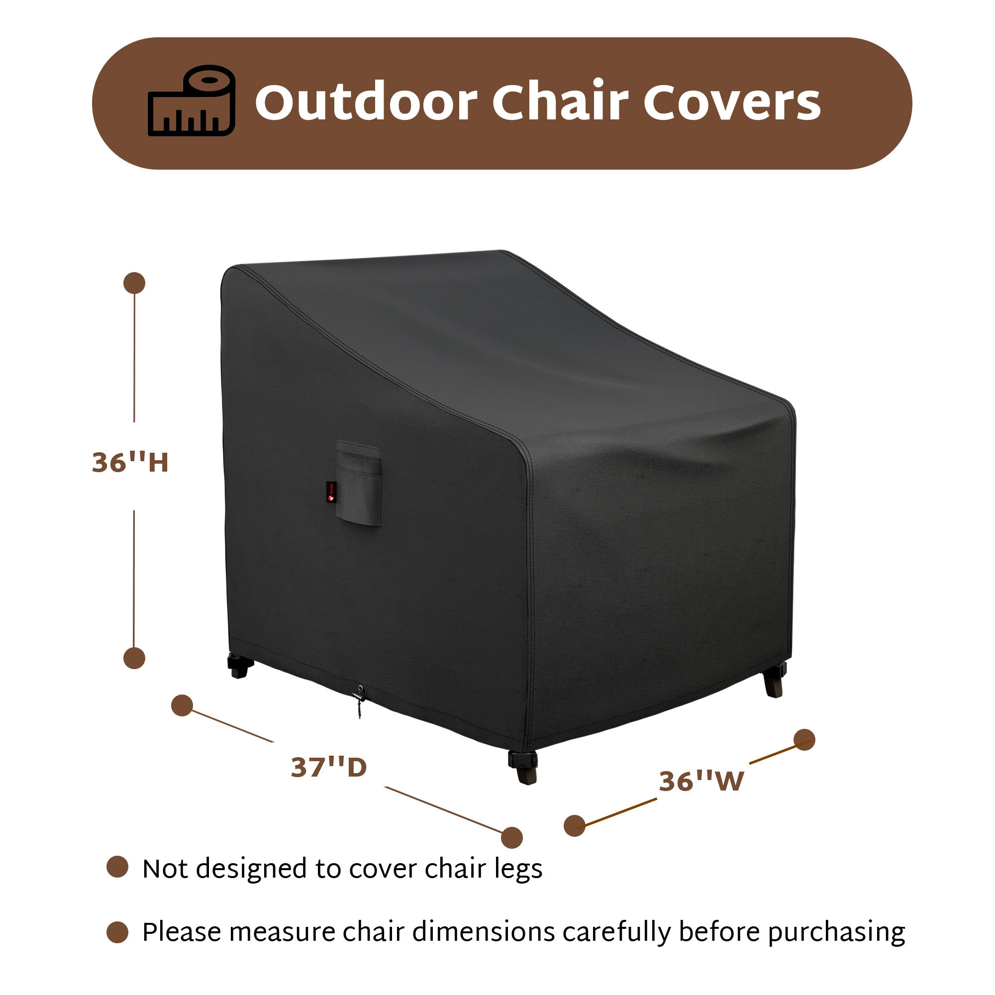 Birdie Patio Furniture Covers Waterproof Outdoor Chair Covers 2 Pack Black