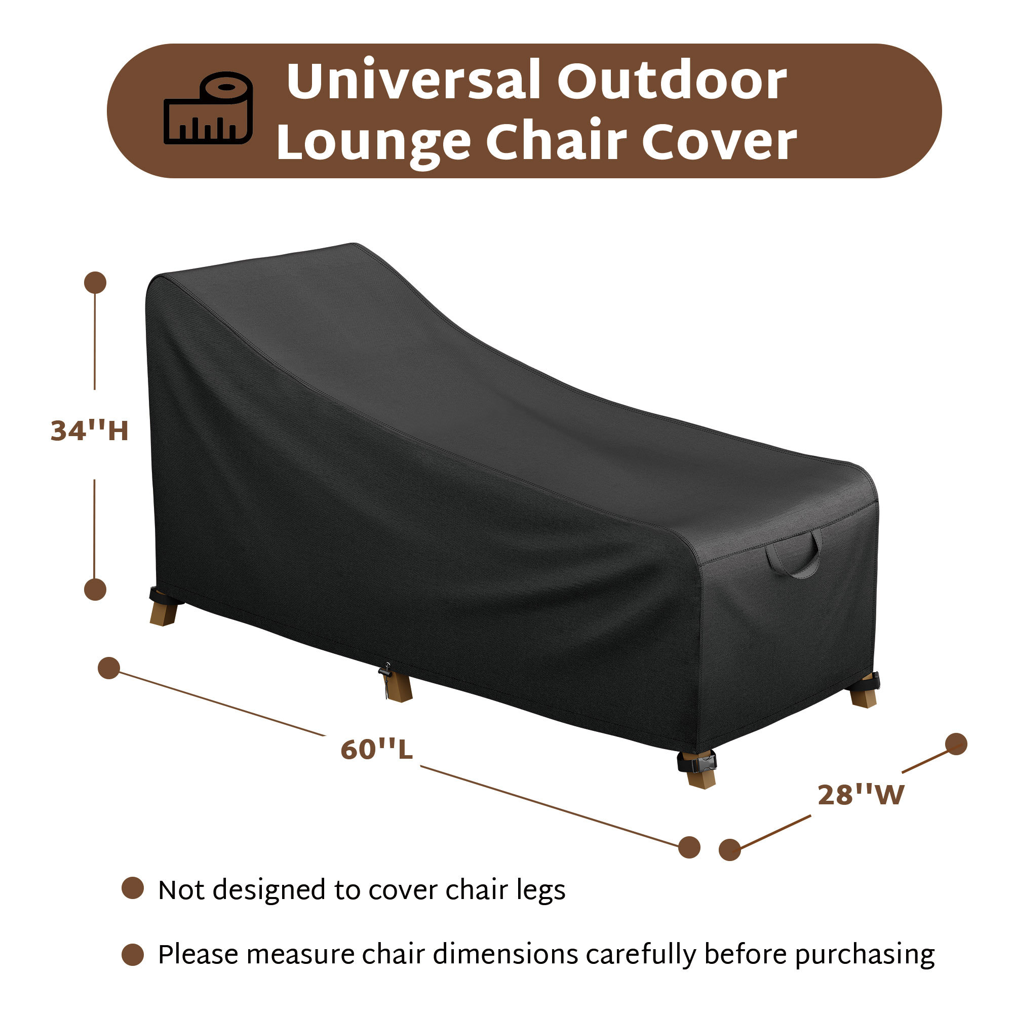 iBirdie Outdoor Lounge Chaise Chair Cover Waterproof Patio Furniture Covers Lawn Pool Chair Cover 1 Pack