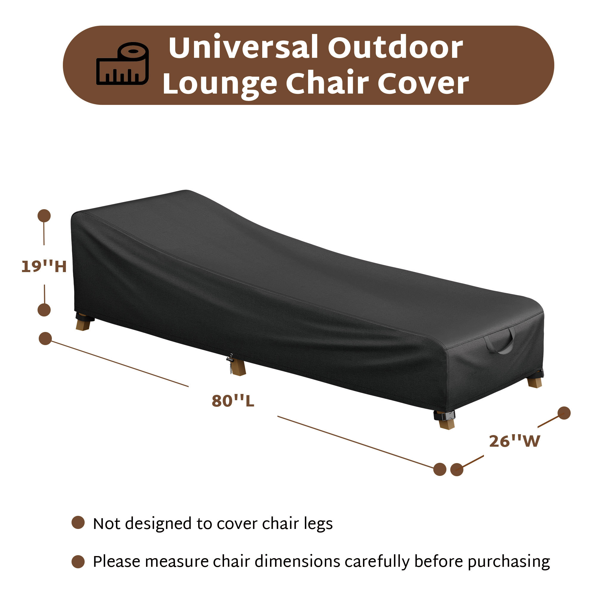 iBirdie Outdoor Lounge Chaise Chair Cover Waterproof Patio Furniture Covers Lawn Pool Chair Cover 1 Pack