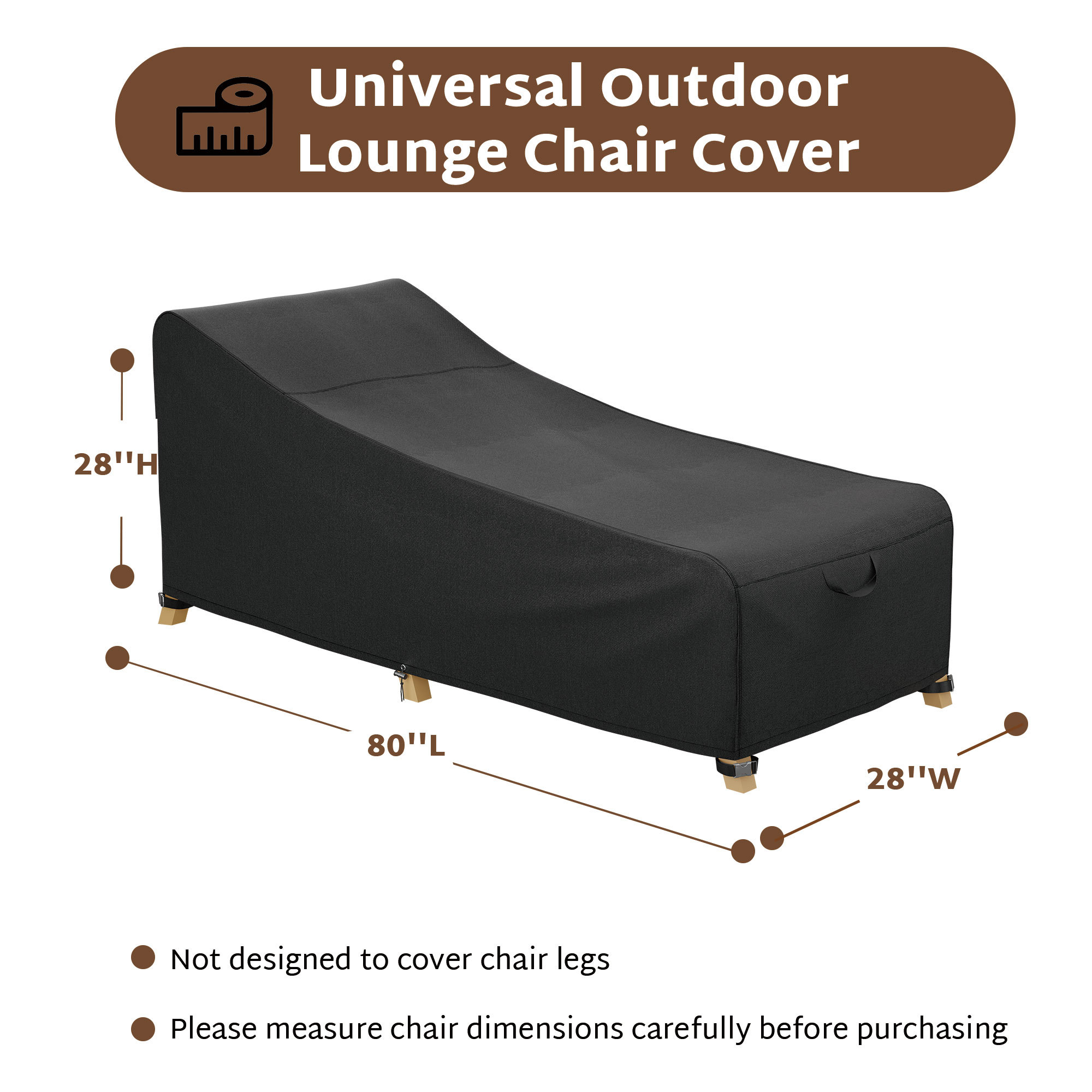 iBirdie Outdoor Lounge Chaise Chair Cover Waterproof Patio Furniture Covers Lawn Pool Chair Cover 1 Pack