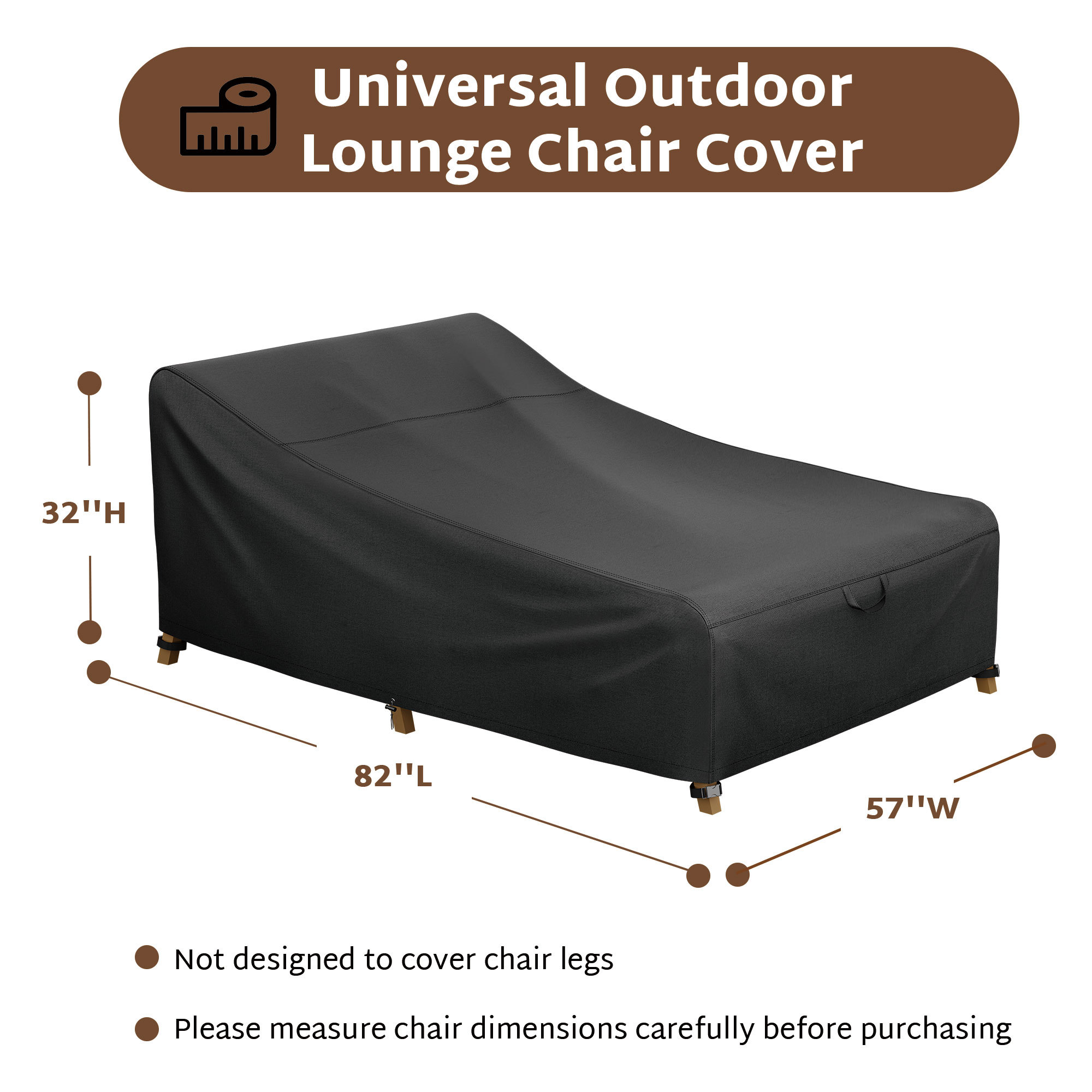 iBirdie Outdoor Lounge Chaise Chair Cover Waterproof Patio Furniture Covers Lawn Pool Chair Cover 1 Pack