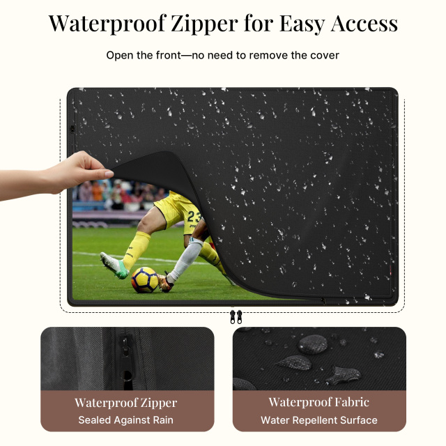iBirdie Outdoor TV Cover,600D Heavy-Duty Waterproof with PVC Liner, Windproof Snug Fit, UV/Dust/Rain Protection, Quick-View Zipper,Wall/Ceiling/Stand Mounts