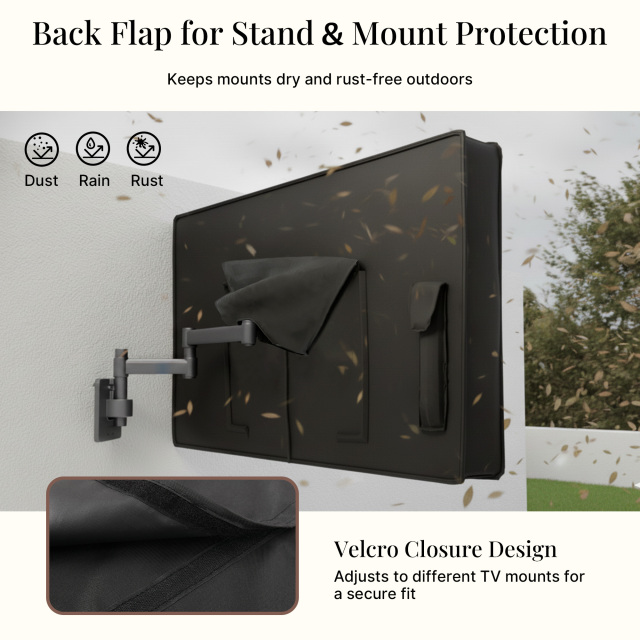 iBirdie Outdoor TV Cover,600D Heavy-Duty Waterproof with PVC Liner, Windproof Snug Fit, UV/Dust/Rain Protection, Quick-View Zipper,Wall/Ceiling/Stand Mounts