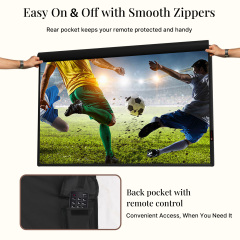 iBirdie Outdoor TV Cover,600D Heavy-Duty Waterproof with PVC Liner, Windproof Snug Fit, UV/Dust/Rain Protection, Quick-View Zipper,Wall/Ceiling/Stand Mounts