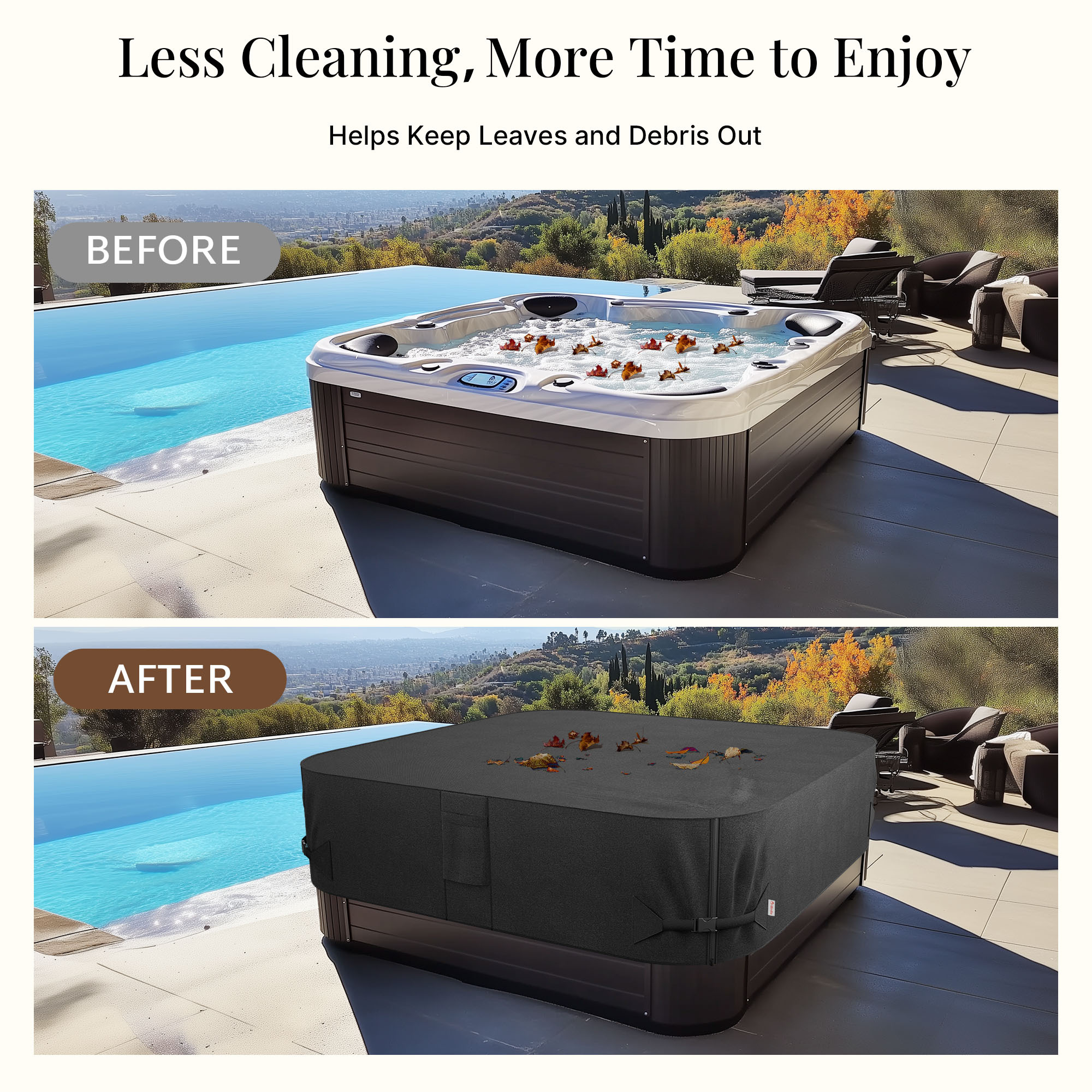 iBirdie Outdoor Waterproof and Weatherproof Hot Tub Cover 80 x 80 inch 600D Heavy Duty Jacuzzi Square Cover Protector SPA Protective Cover Cap