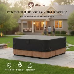 iBirdie Outdoor Waterproof and Weatherproof Hot Tub Cover 80 x 80 inch 600D Heavy Duty Jacuzzi Square Cover Protector SPA Protective Cover Cap