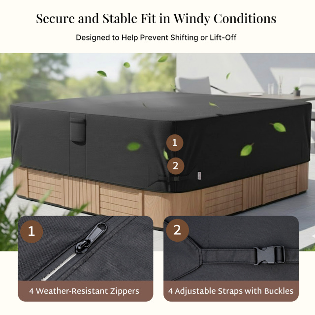 iBirdie Outdoor Waterproof and Weatherproof Hot Tub Cover 80 x 80 inch 600D Heavy Duty Jacuzzi Square Cover Protector SPA Protective Cover Cap