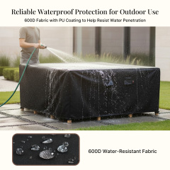 iBirdie Outdoor Patio Furniture Covers Waterproof Weatherproof Square Table Cover 96 x 96 inch - Heavy Duty 600D for Outside Dining Table and Chairs