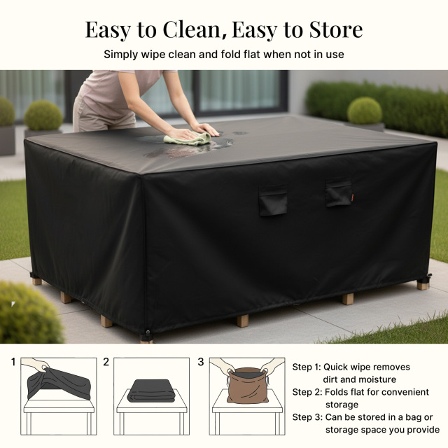 iBirdie Outdoor Patio Furniture Covers Waterproof Weatherproof Square Table Cover 96 x 96 inch - Heavy Duty 600D for Outside Dining Table and Chairs