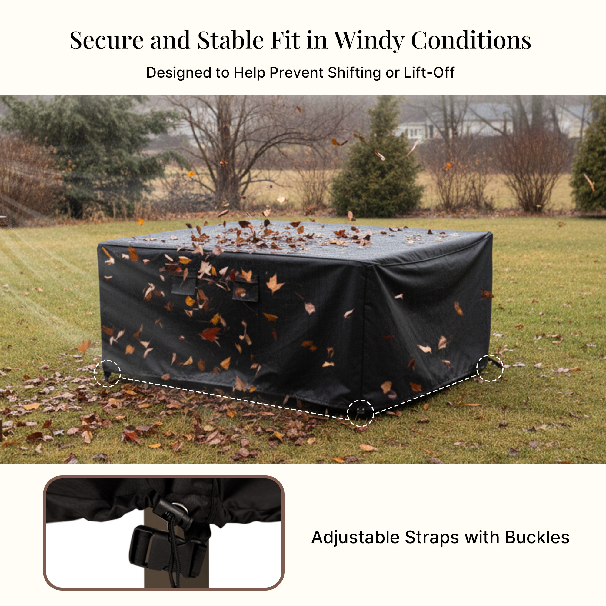 iBirdie Outdoor Patio Furniture Covers Waterproof Weatherproof Square Table Cover 96 x 96 inch - Heavy Duty 600D for Outside Dining Table and Chairs