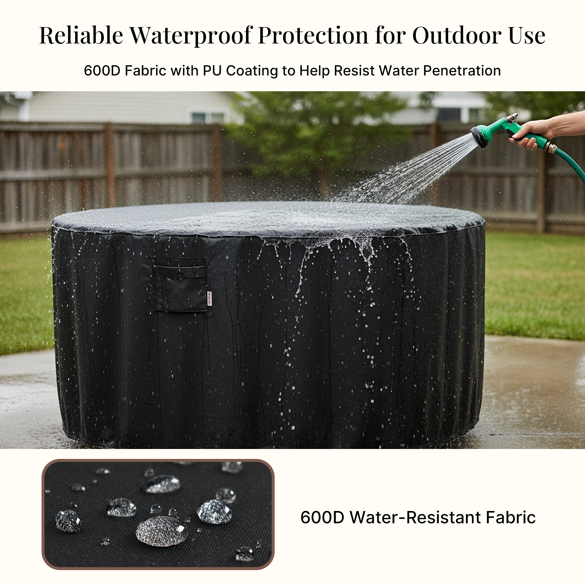 iBirdie Round Patio Furniture Cover, Outdoor Waterproof and Weatherproof for Garden Table and Chairs, Heavy Duty 600D