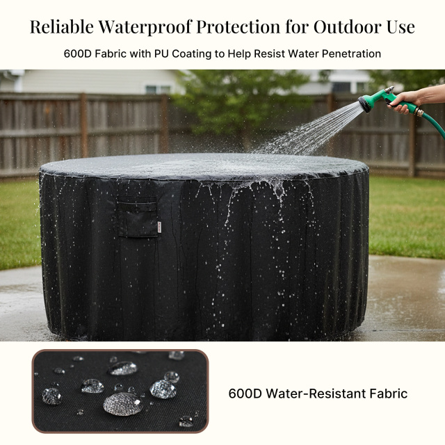 iBirdie Round Patio Furniture Cover, Outdoor Waterproof and Weatherproof for Garden Table and Chairs, Heavy Duty 600D