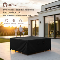 iBirdie Outdoor Patio Furniture Covers Waterproof Weatherproof Square Table Cover 96 x 96 inch - Heavy Duty 600D for Outside Dining Table and Chairs