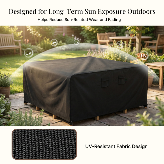 iBirdie Outdoor Patio Furniture Covers Waterproof Weatherproof Square Table Cover 96 x 96 inch - Heavy Duty 600D for Outside Dining Table and Chairs