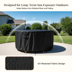 iBirdie Round Patio Furniture Cover, Outdoor Waterproof and Weatherproof for Garden Table and Chairs, Heavy Duty 600D