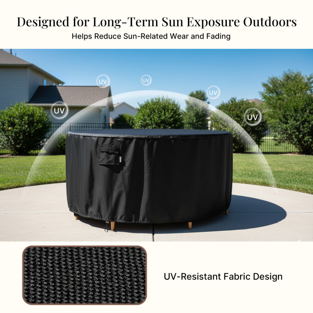 iBirdie Round Patio Furniture Cover, Outdoor Waterproof and Weatherproof for Garden Table and Chairs, Heavy Duty 600D