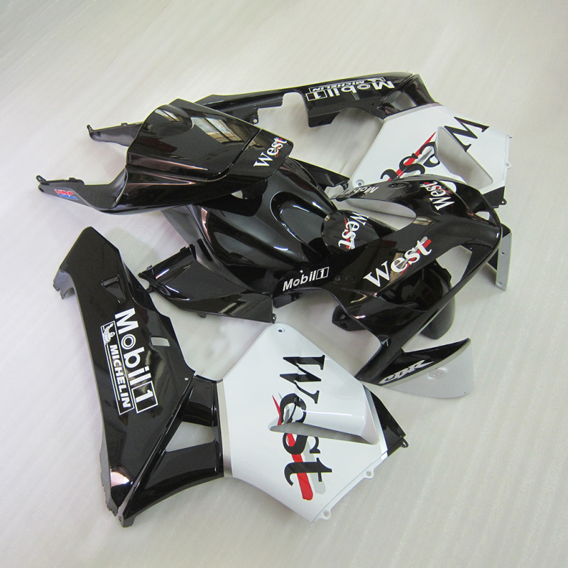 For HONDA 2003 2004 CBR600RR Black White West Fairing set