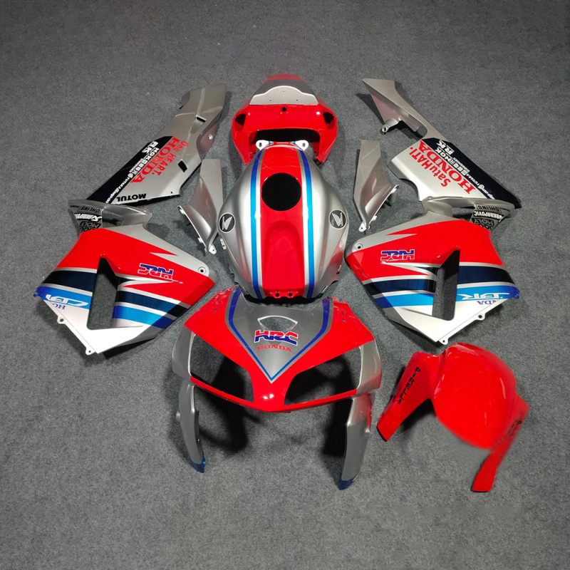 For HONDA 2005 2006 CBR600RR Glossy Red Silvery Injection Fairing set