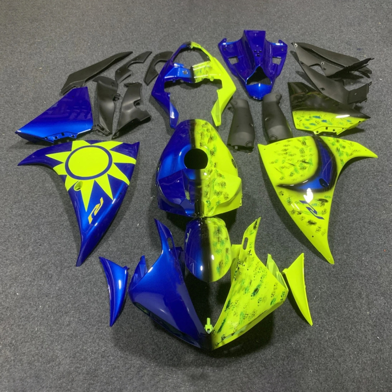 For YAMAHA YZFR1 YZF R1 2009 2010 2011 2012 2013 2014 Blue Yellow Fuel Tank Cover Fairings Kit