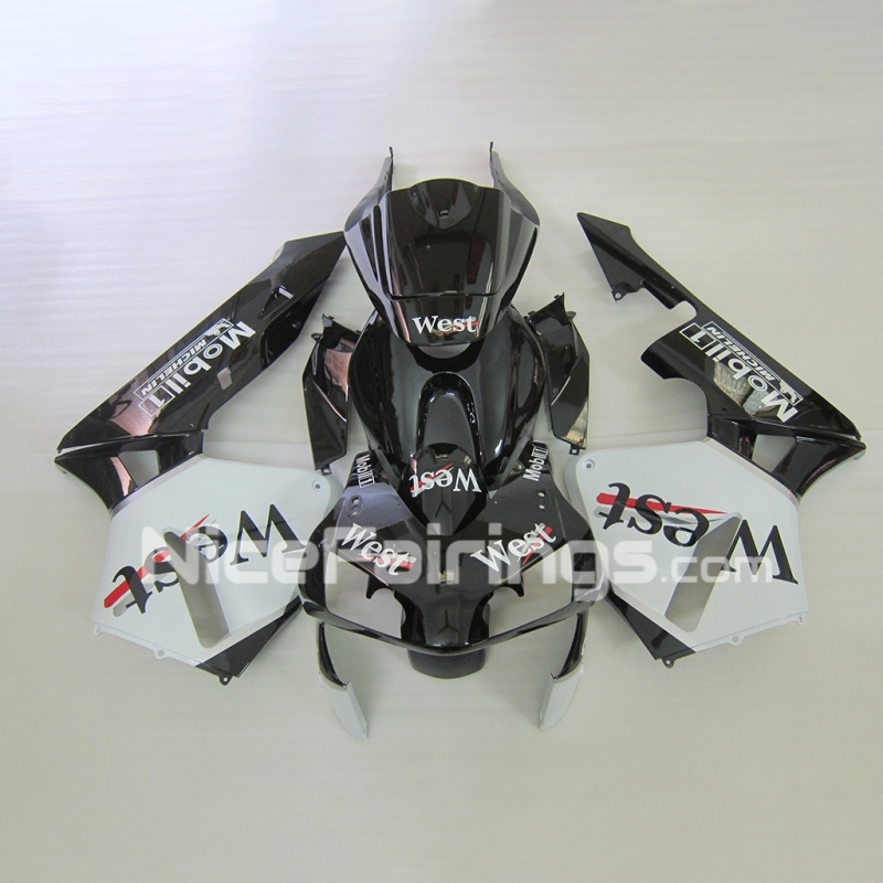 For HONDA 2003 2004 CBR600RR Black White West Fairing set