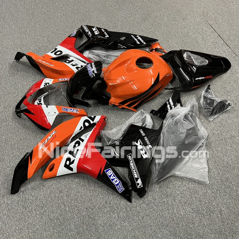 For HONDA 2007-2008 CBR600RR REPSOL Red Black Orange Fairing set