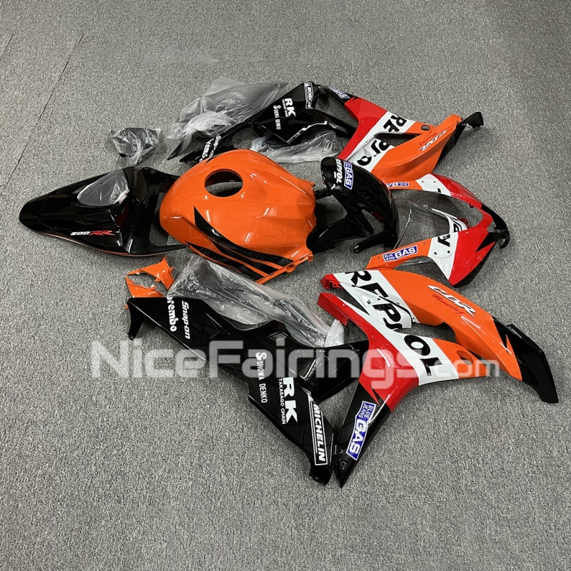 For HONDA 2007-2008 CBR600RR REPSOL Red Black Orange Fairing set