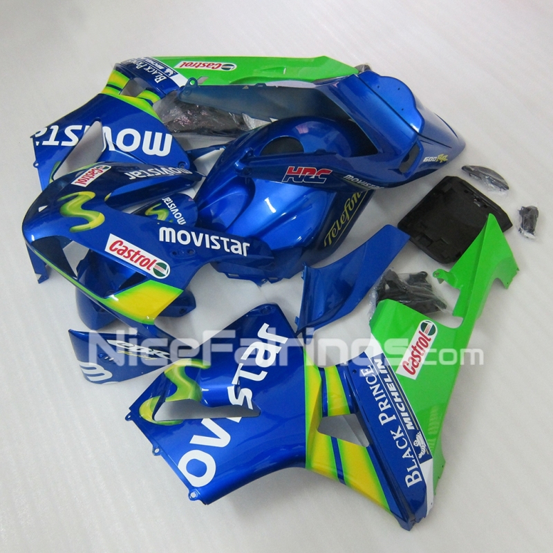 For HONDA 2003 2004 CBR600RR Movistar Blue Green Fairing set