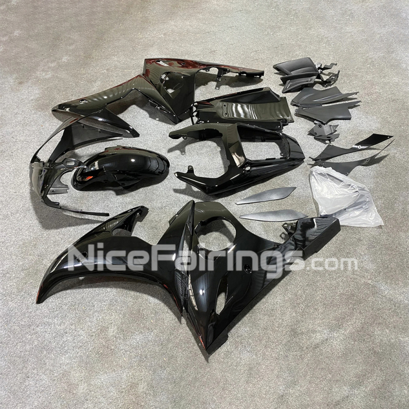 For YAMAHA 2003 2004 2005 YZFR6 Glassy Black Injecton Motorcycle Fairings Kit YZF R6