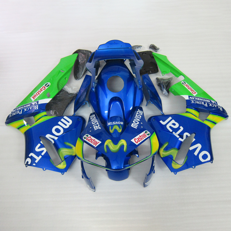 For HONDA 2003 2004 CBR600RR Movistar Blue Green Fairing set