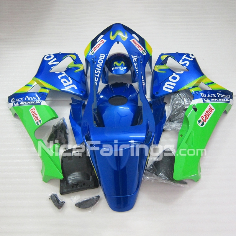For HONDA 2003 2004 CBR600RR Movistar Blue Green Fairing set