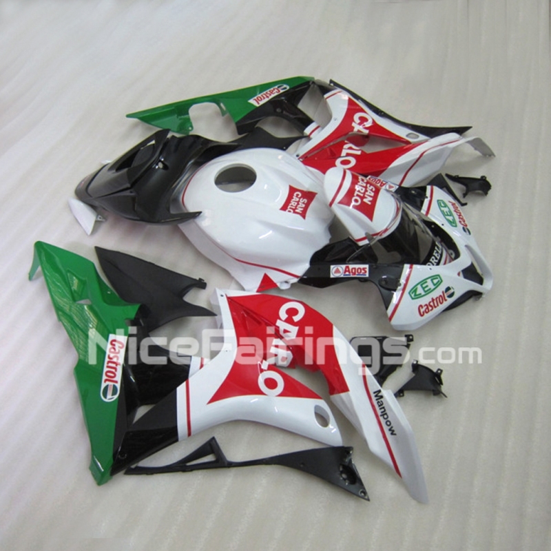 For HONDA 2007-2008 CBR600RR White Green Red Fairing set