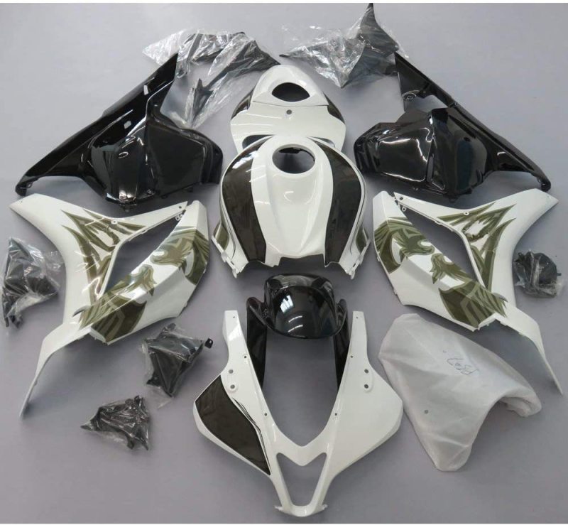 For HONDA 2009-2012 CBR600RR White with Gold Phoenix Graphics Fairing set