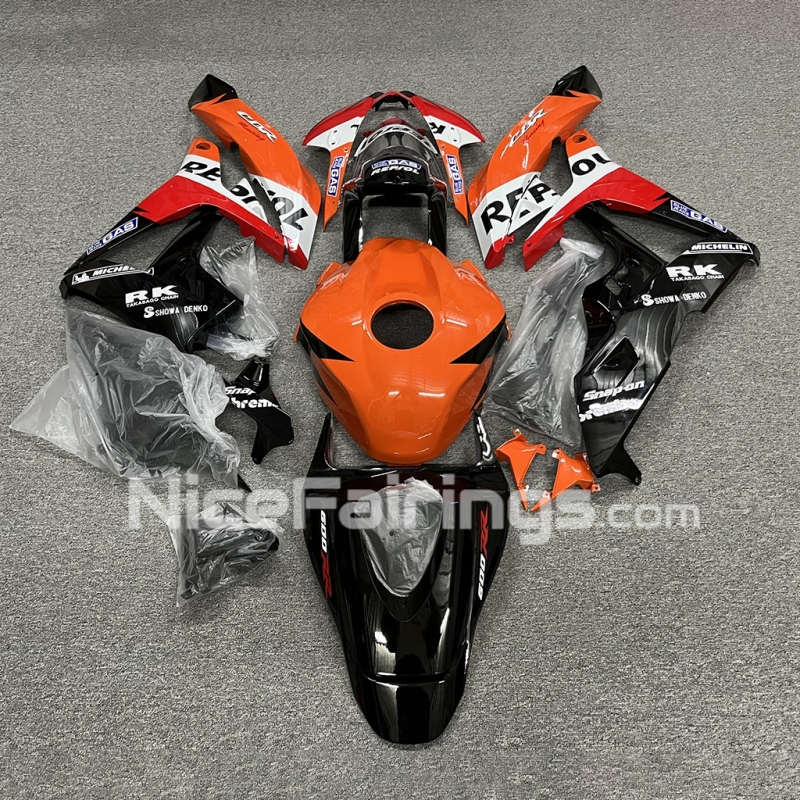 For HONDA 2007-2008 CBR600RR REPSOL Red Black Orange Fairing set