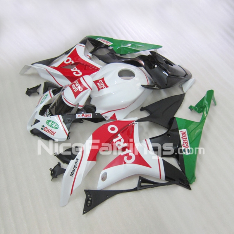For HONDA 2007-2008 CBR600RR White Green Red Fairing set