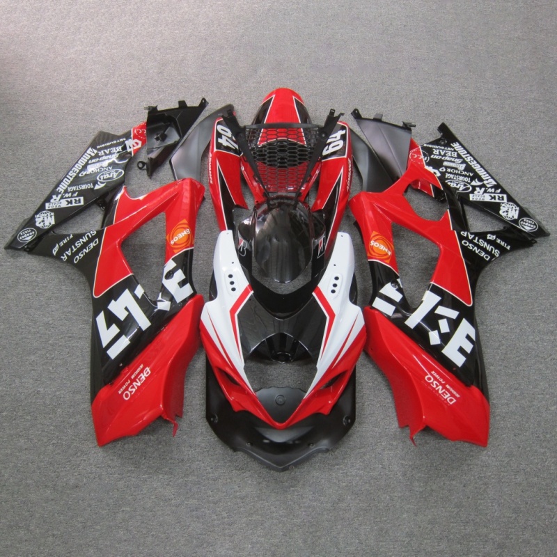 For Suzuki GSXR1000 K7 2007-2008 Fairing Bodywork Kit – High-Quality ABS, Injection Molded, Red Flames, Durable and Customizable