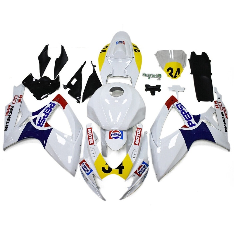 Aftermarket Fairing Kit for Suzuki GSXR600 750 2006 2007 K6, Premium Injection Molded Set, Carbon Fiber Look, Perfect Fit, Customizable