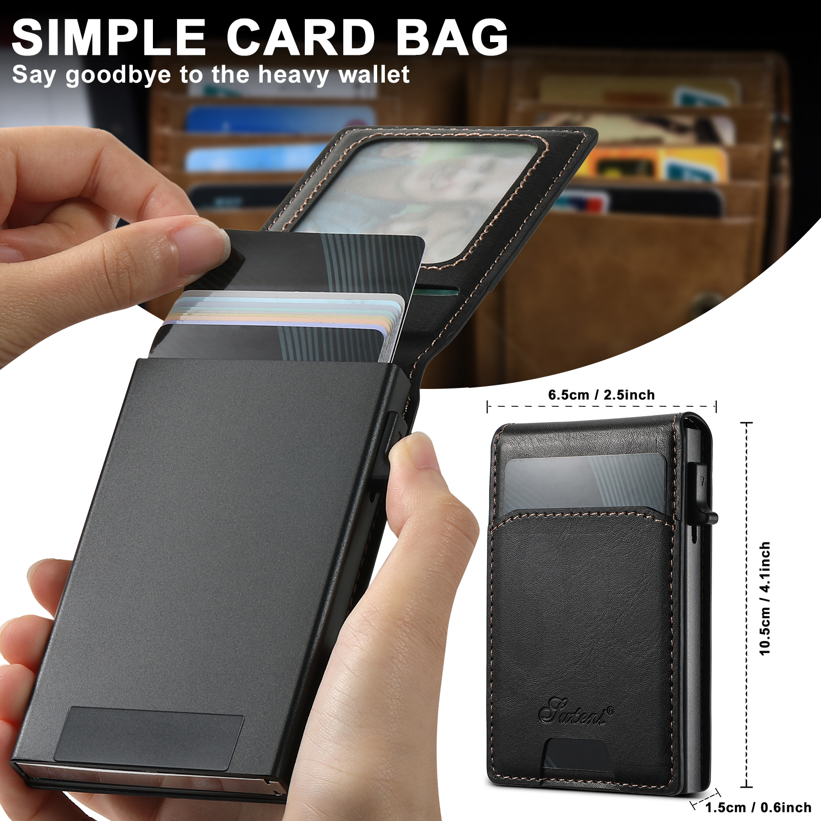 SUTENI Wireless Charging  Phone Case PU Leather Magnetic Card Slot Wallet Stand card box For iPhone 16 Pro Max 15 Plus 14 13 12