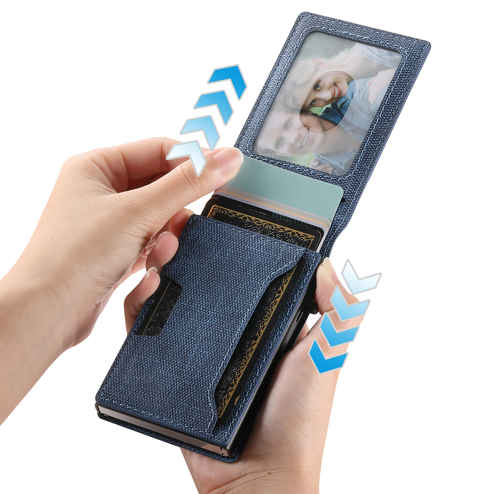 SUTENI KH2NZ With Card Holder For Men Card Slot Wallet Flip Cover PU Leather card box Pressing The Button Automatically Ejects The Card Wallet