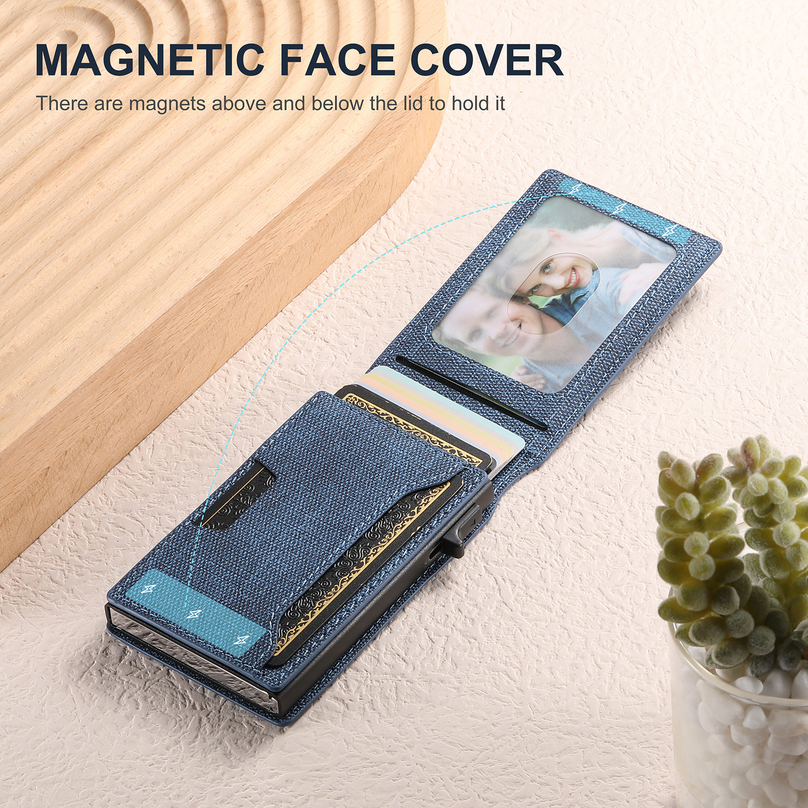SUTENI With Card Holder For Men Card Slot Wallet Flip Cover PU Leather card box Pressing The Button Automatically Ejects The Card Wallet